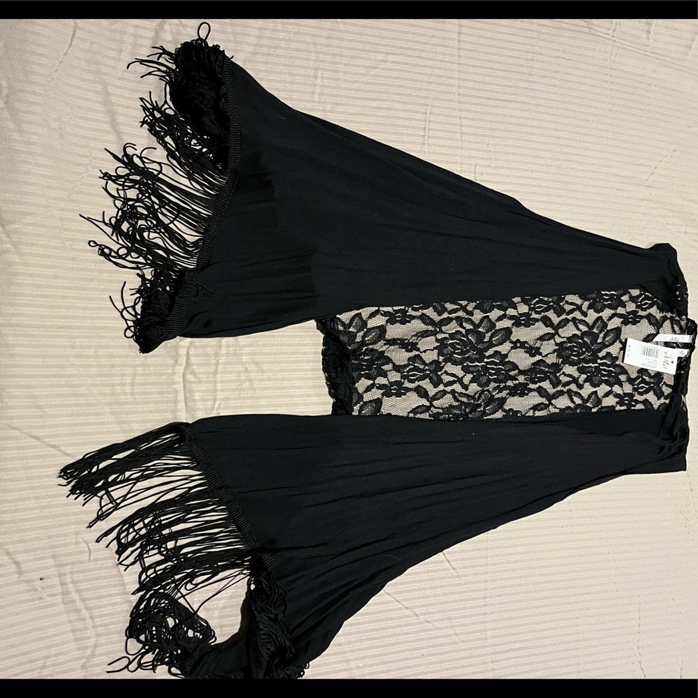 Black lace fringe vest - perfect for concert or festival! Cute over dresses NWT